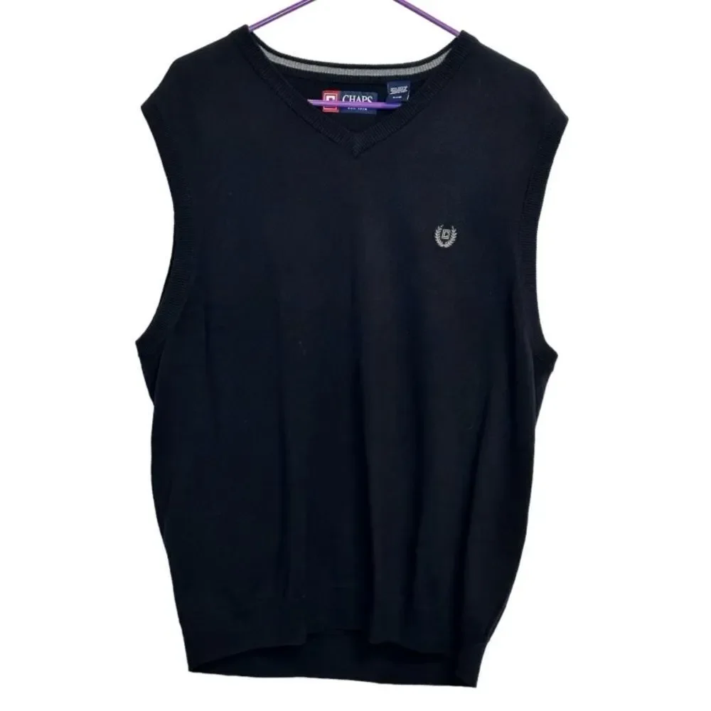 Men’s Chaps Black Sweater Vest size Large